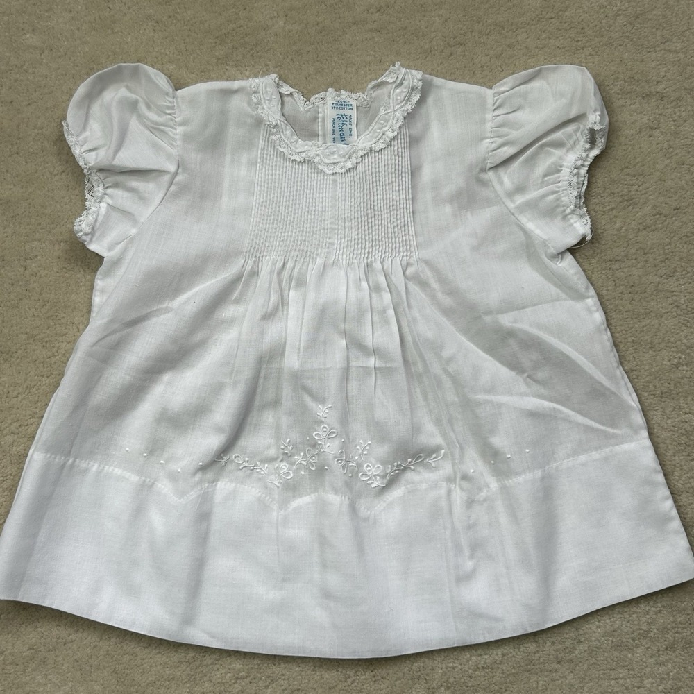 Vintage Feltman Brothers Baby Girl's 3 Months Embroidered White Dress